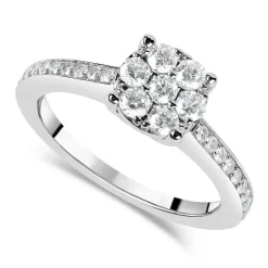 9ct white gold 0.45 carat diamond bridal cluster ring