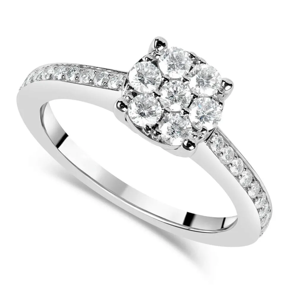 9ct white gold 0.45 carat diamond bridal cluster ring