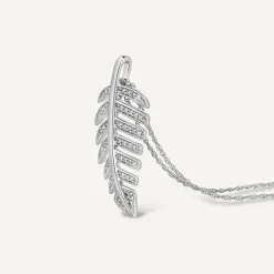 9ct White Gold 0.10 Carat Diamond Feather Pendant