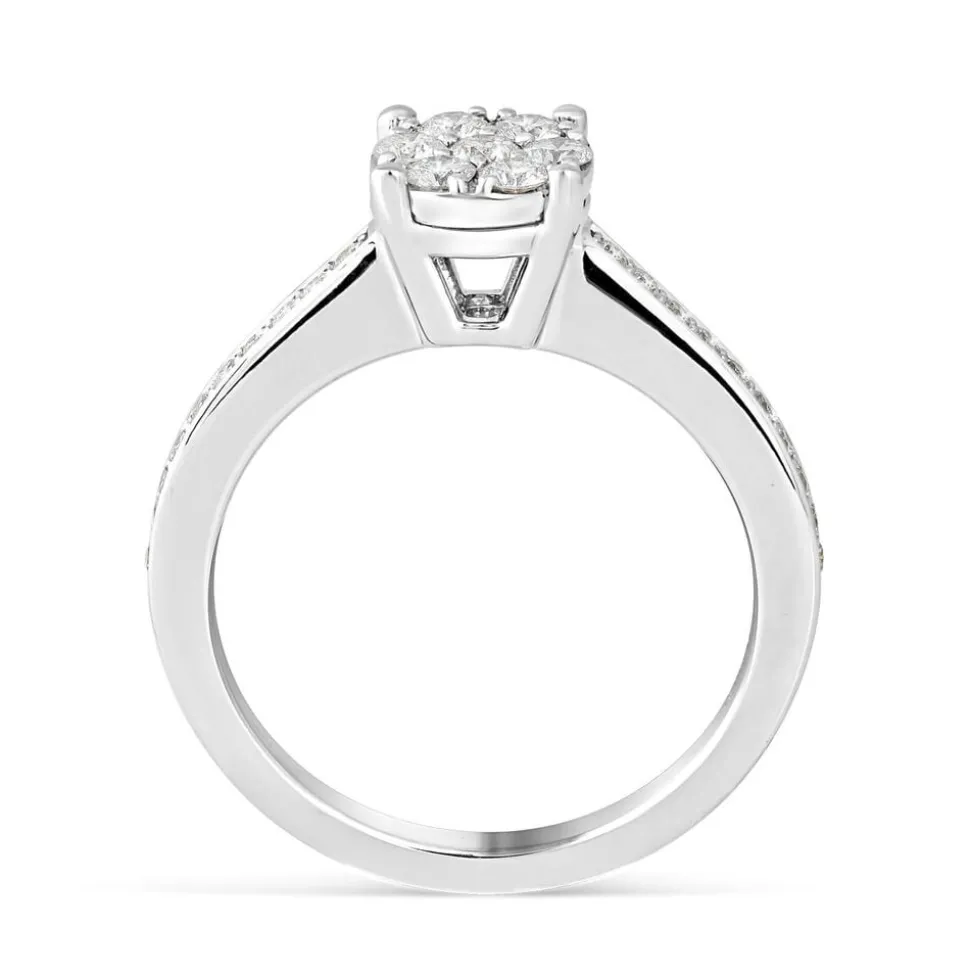 9ct white gold 0.45 carat diamond bridal cluster ring