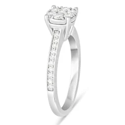 9ct white gold 0.45 carat diamond bridal cluster ring