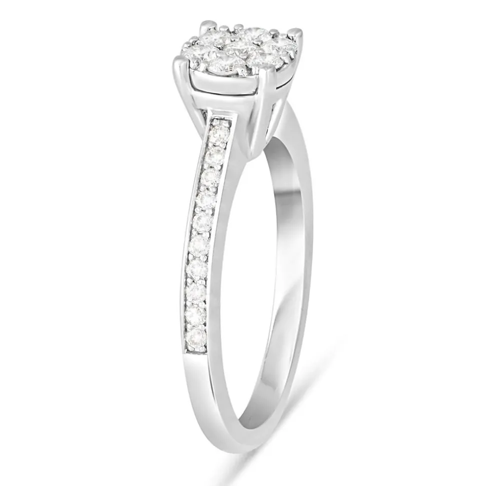9ct white gold 0.45 carat diamond bridal cluster ring