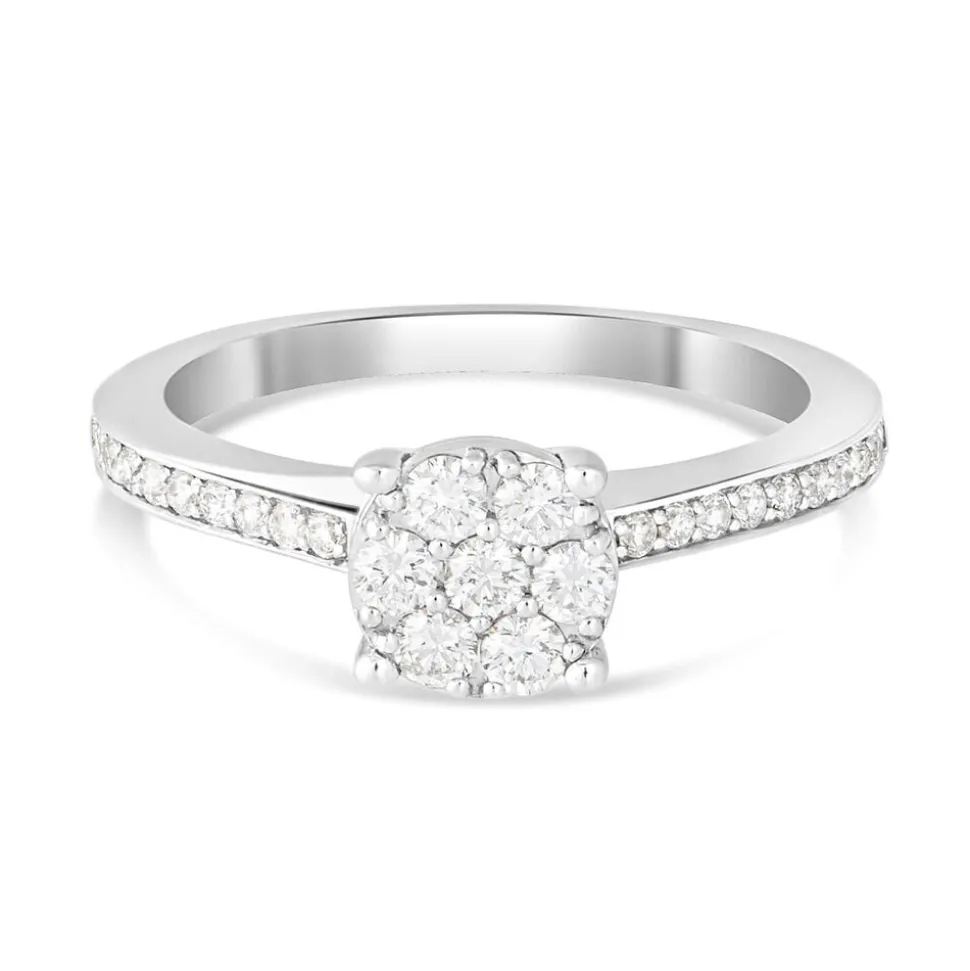 9ct white gold 0.45 carat diamond bridal cluster ring