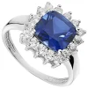 9ct White Gold Cushion Created Sapphire Cubic Zirconia Ring