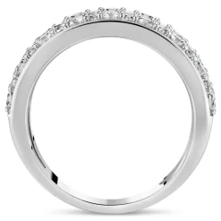9ct White Gold 3 Row Cubic Zirconia Band Ring