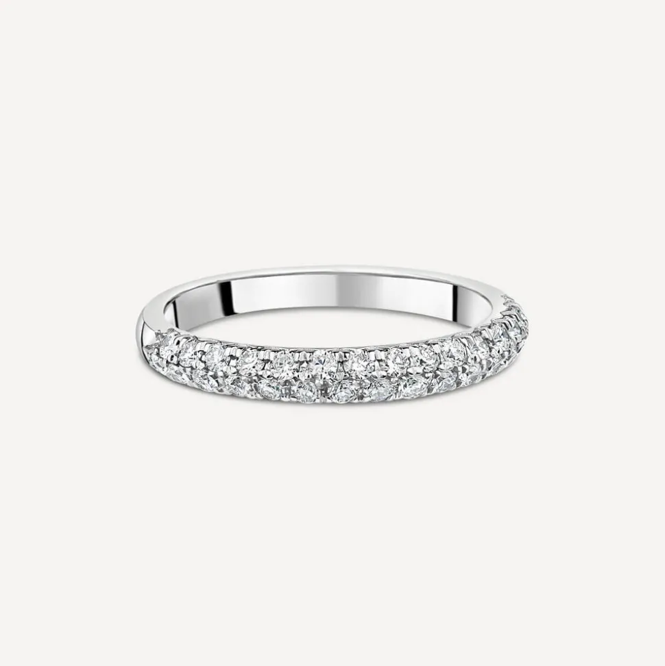 18ct White Gold 2 Row Pave 0.50ct Diamond Wedding Ring