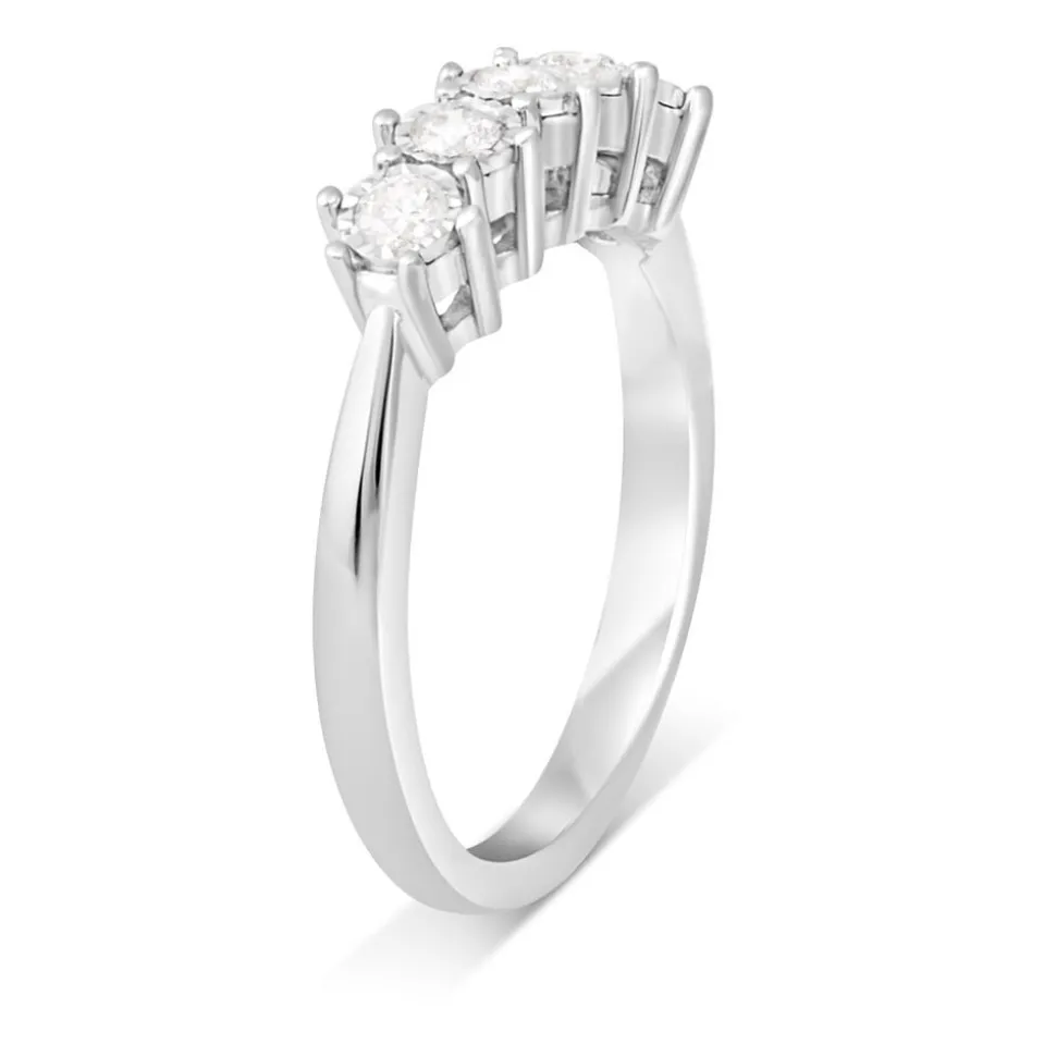 9ct White Gold 5 stone 0.25ct Diamond Illusion Ring
