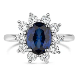 9ct White Gold and Created Sapphire Ring