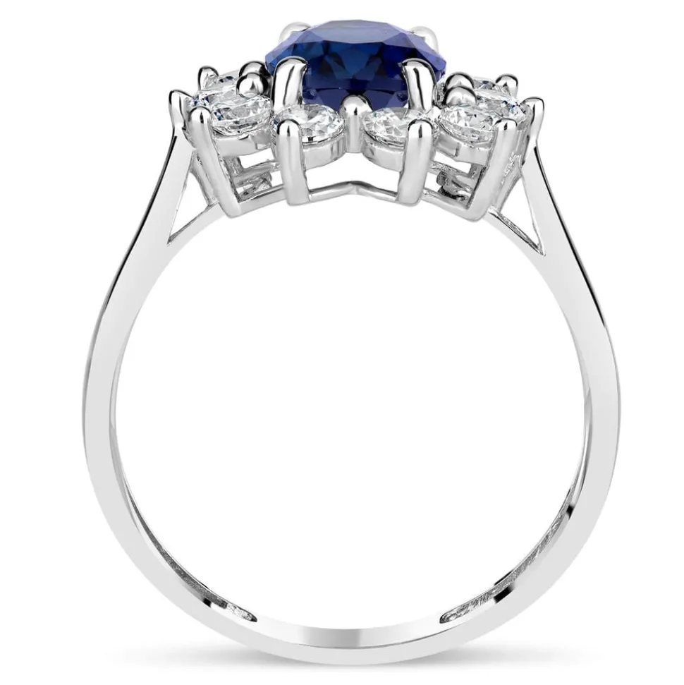9ct White Gold and Created Sapphire Ring