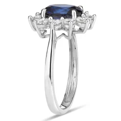 9ct White Gold and Created Sapphire Ring