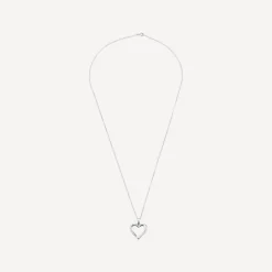 9ct White Gold and Diamond Heart Pendant