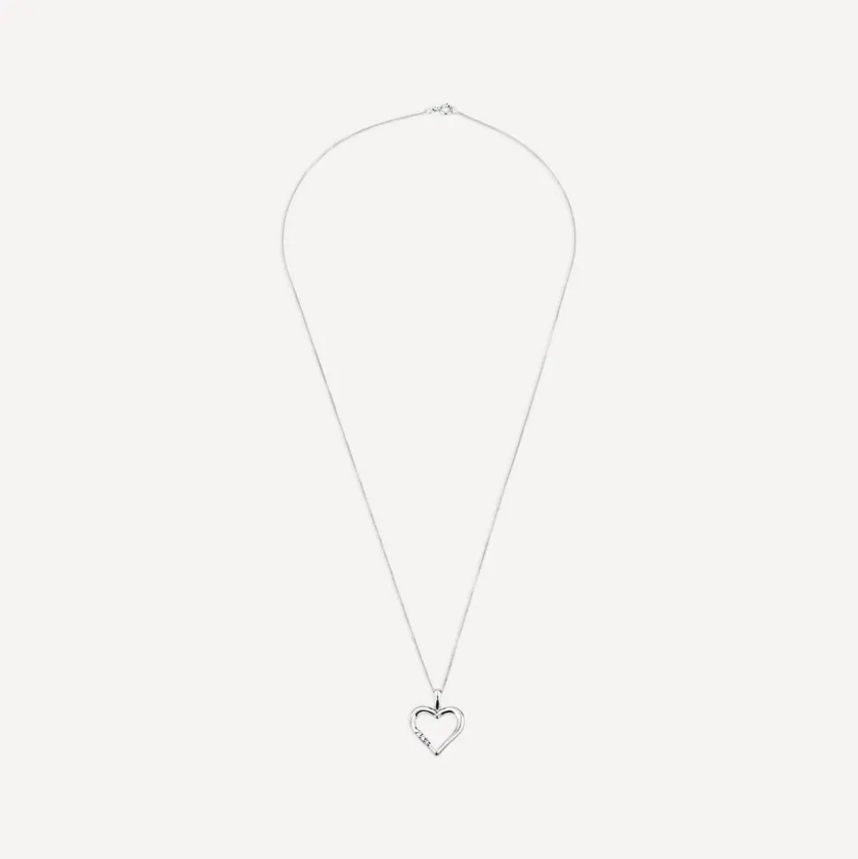 9ct White Gold and Diamond Heart Pendant