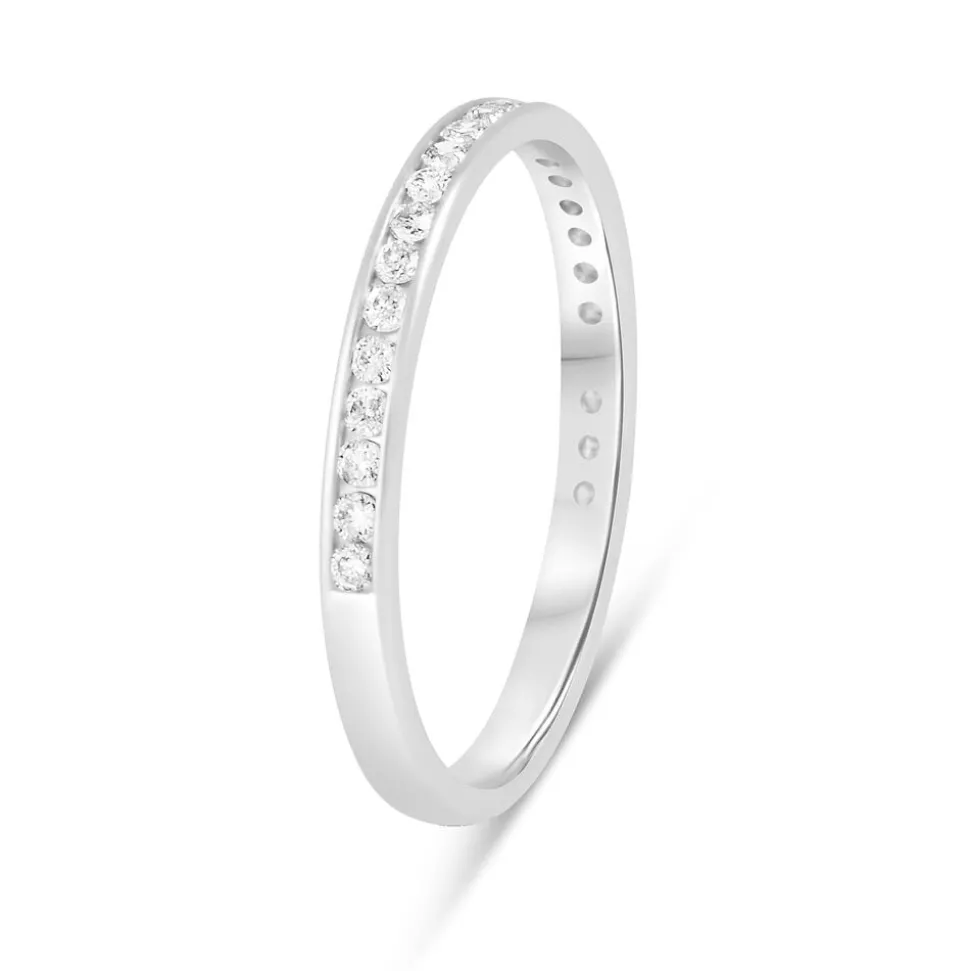 9ct White Gold and Diamond 2mm Wedding Band