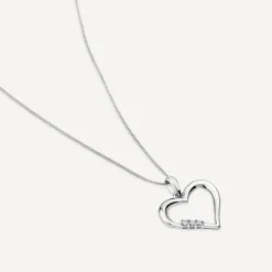 9ct White Gold and Diamond Heart Pendant