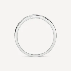 9ct White Gold Baguette & Round Crossover 0.33ct Diamond Ring