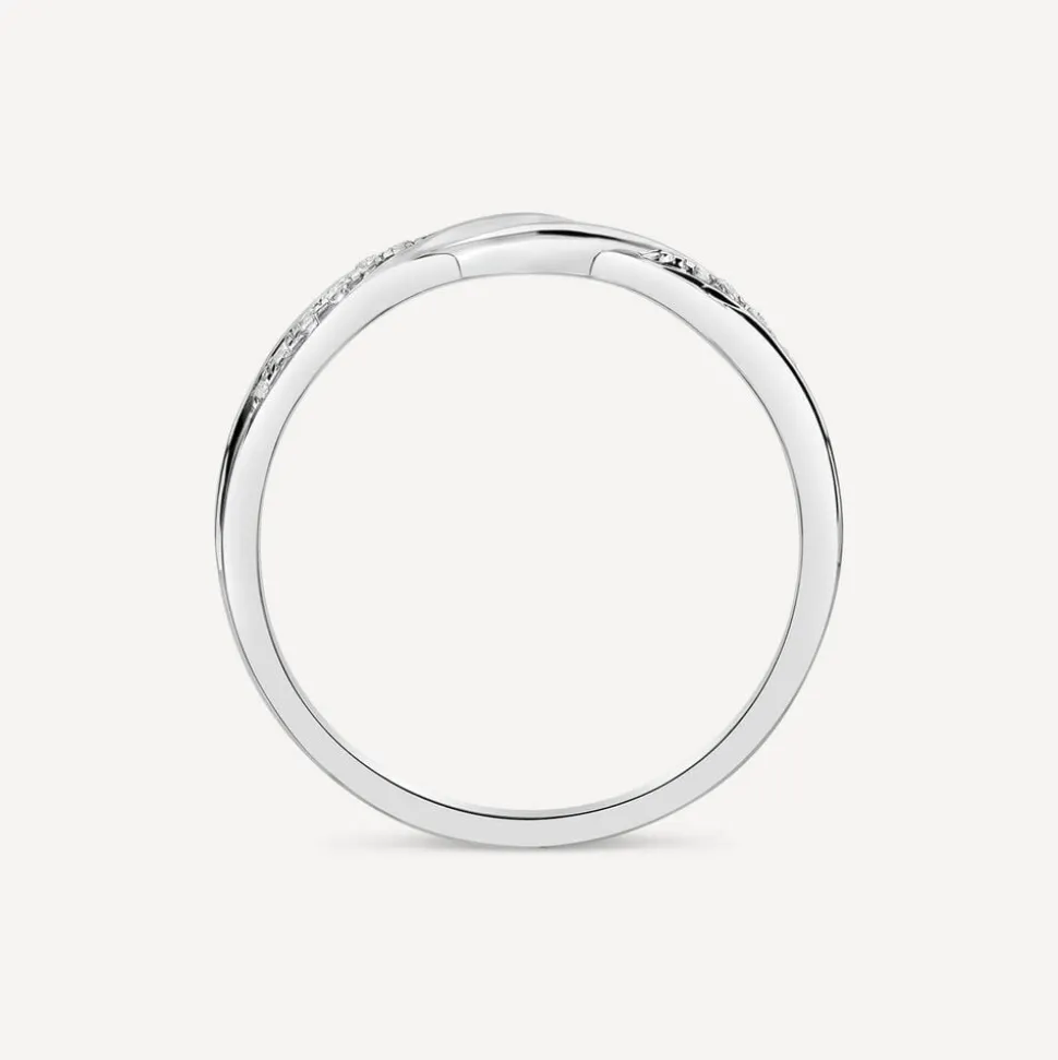 9ct White Gold Baguette & Round Crossover 0.33ct Diamond Ring