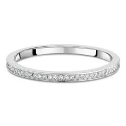 9ct White Gold Channel 0.07ct Diamond Set Shoulders Ladies Ring