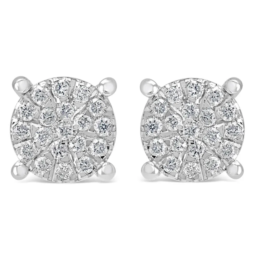 9ct White Gold Cluster Stone Stud .16ct