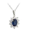 9ct White Gold Created Sapphire and Cubic Zirconia Pendant (Chain Included)