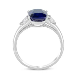 9ct White Gold Created Sapphire & Cubic Zirconia Ring