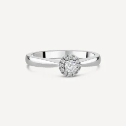 9ct White Gold 0.10ct Classic Halo Diamond Ring