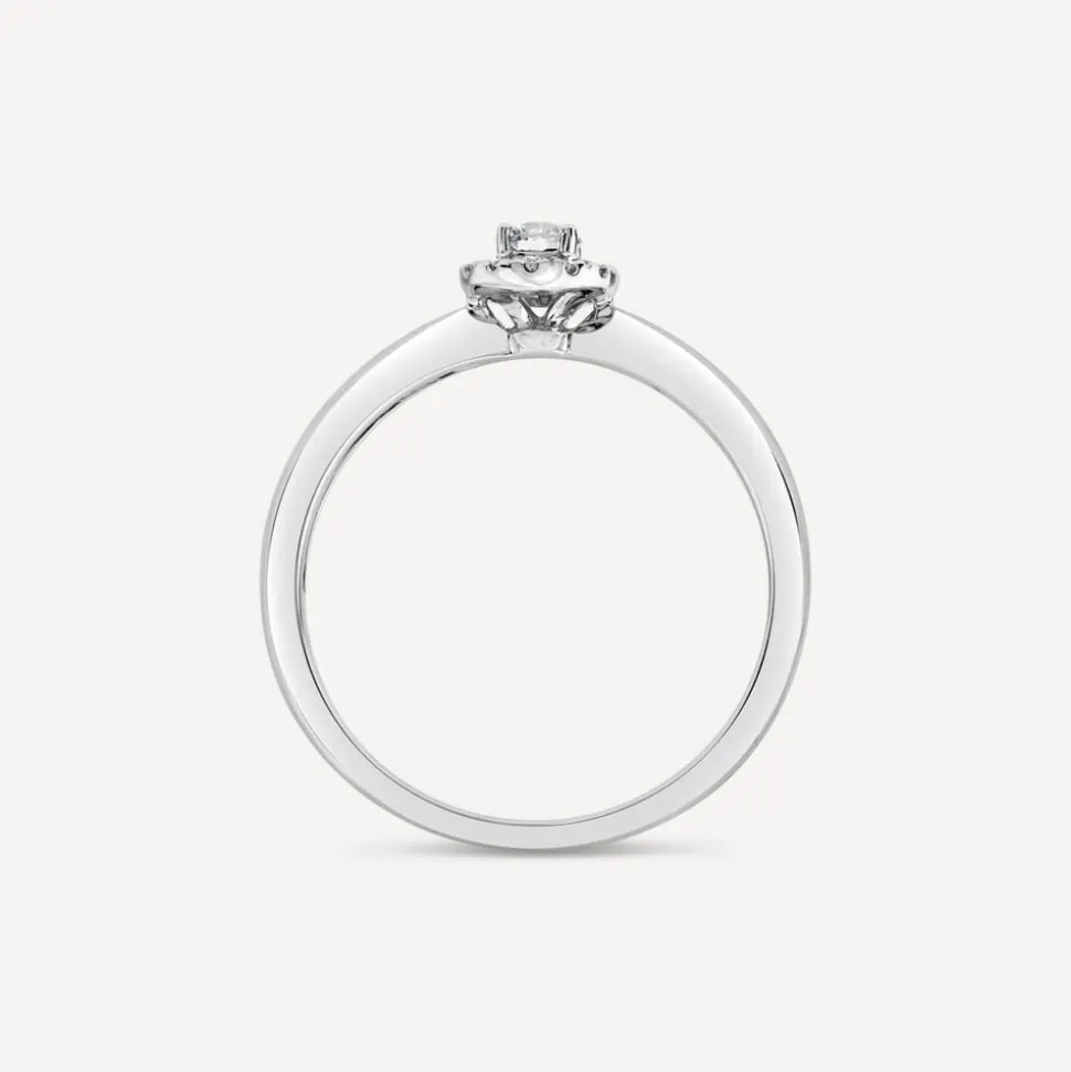 9ct White Gold 0.10ct Classic Halo Diamond Ring