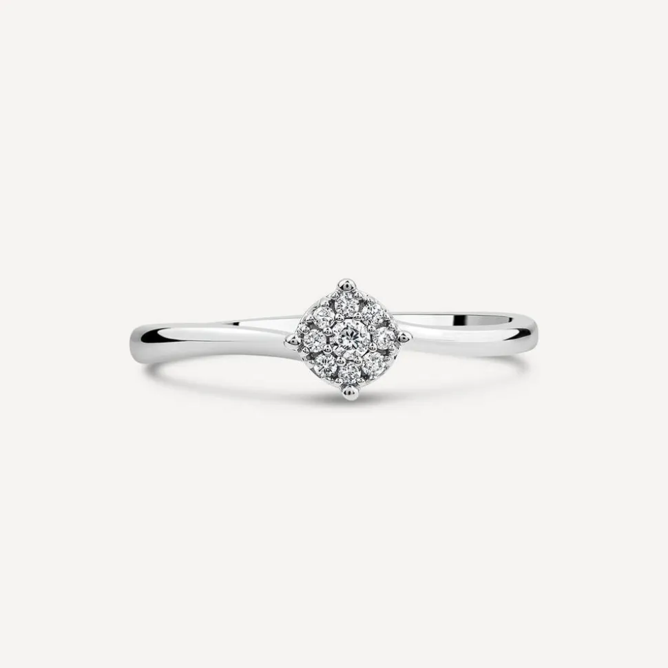 9ct White Gold 0.09ct Cluster Diamond Ring