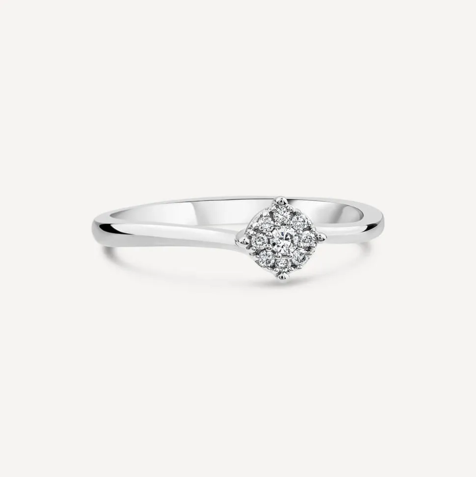9ct White Gold 0.09ct Cluster Diamond Ring