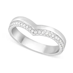 9ct White Gold 0.15ct Diamond Wishbone 3mm Ladies' Ring