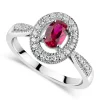 9ct White Gold 0.17ct Diamond and Created Ruby Pave Halo Ring