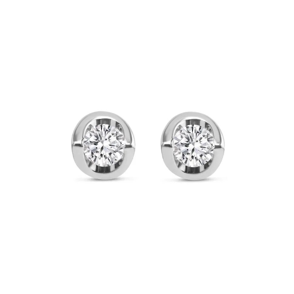 9ct White Gold 0.15ct Diamond Mirror Setting Stud Earrings