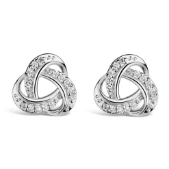 9ct White Gold 0.10ct Diamond Knot Stud Earrings