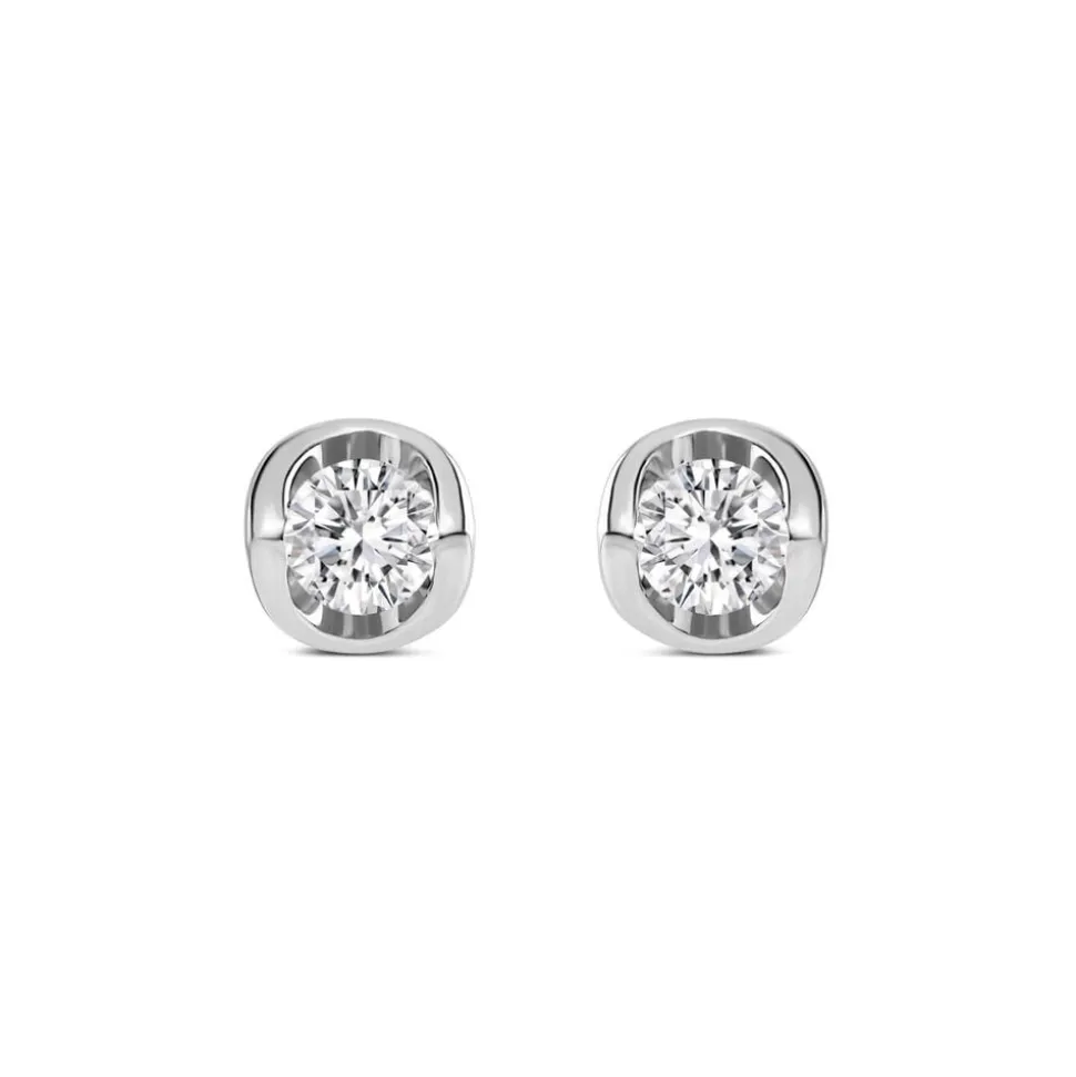9ct White Gold 0.25ct Diamond Mirror Setting Stud Earrings