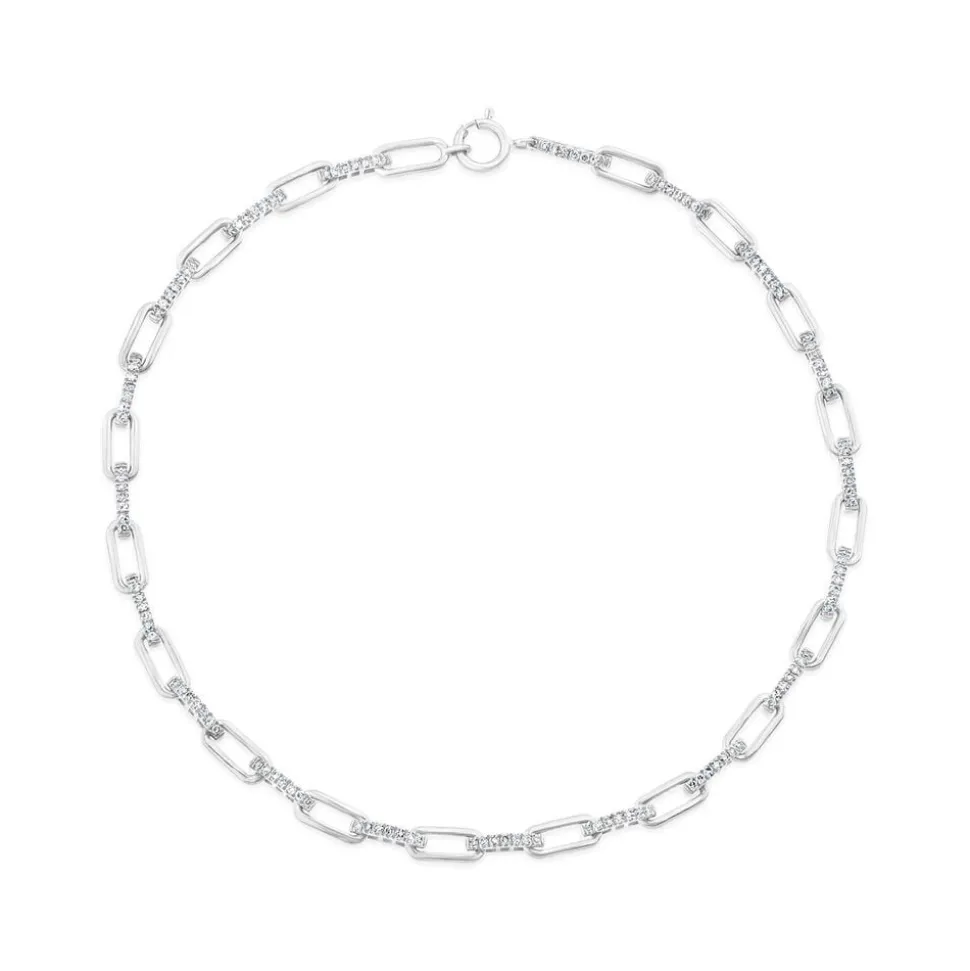 9ct White Gold 0.40ct Diamond Paperlink Bracelet