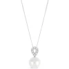 9ct White Gold 0.10ct Diamond and Pearl Loop Top Pendant