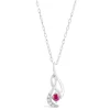 9ct White Gold 0.04ct Diamond and Ruby Twist Pendant