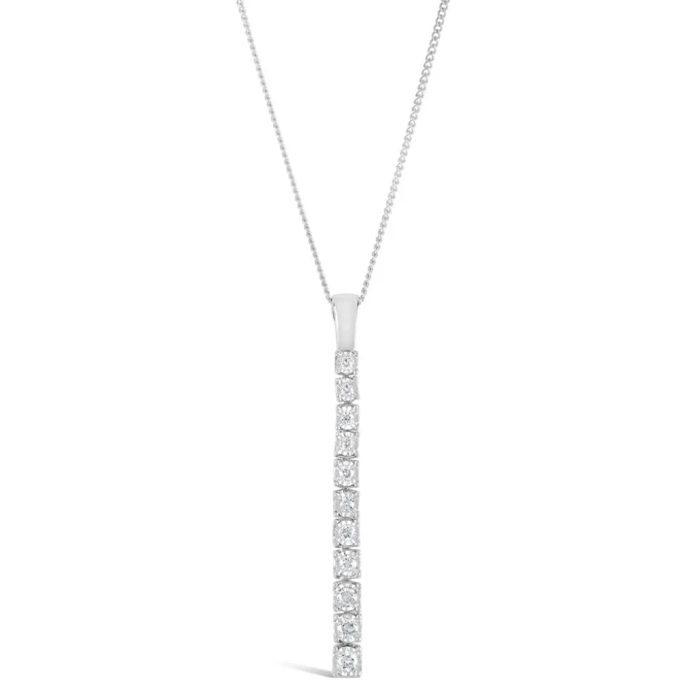 9ct White Gold 0.125ct Diamond Bar Drop Pendant