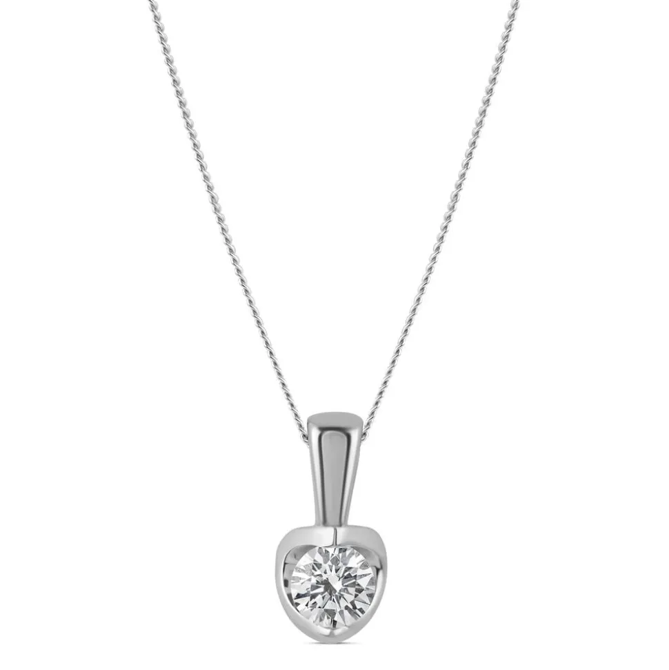 9ct White Gold 0.15ct Diamond Mirror Setting Pendant