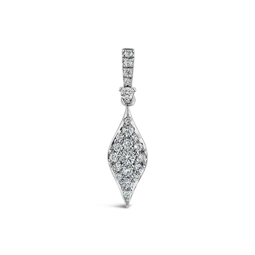 9ct White Gold 0.18ct Diamond Shape Pave Diamond Pendant (Chain Included)