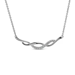 9ct White Gold 0.10ct Diamond Set Twist Hammock Necklet