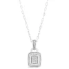 9ct White Gold 0.10ct Diamond Cluster Rectangle Halo Pendant