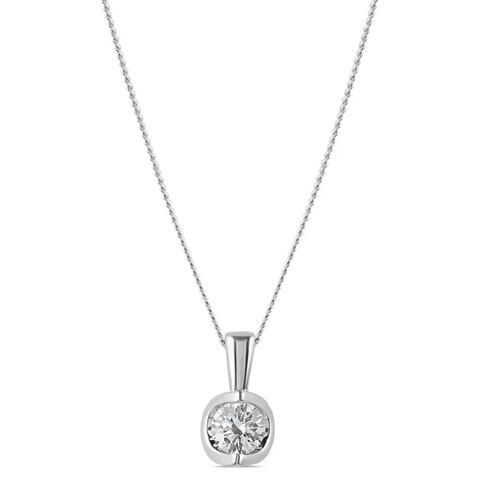 9ct White Gold 0.25ct Diamond Mirror Setting Pendant