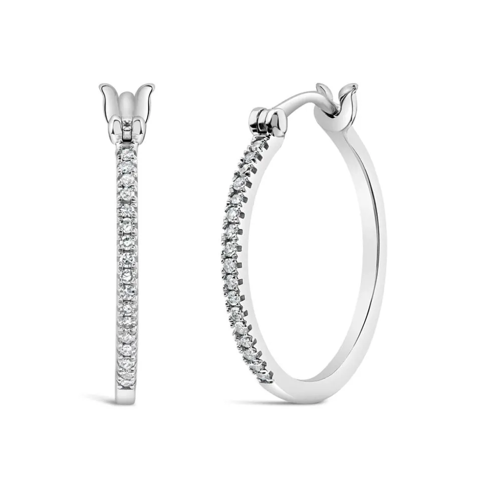 9ct White Gold 0.10ct Diamond Hoop Earrings