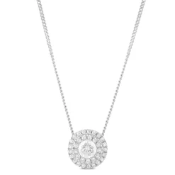 9ct White Gold 0.25ct Diamond Double Halo Pendant