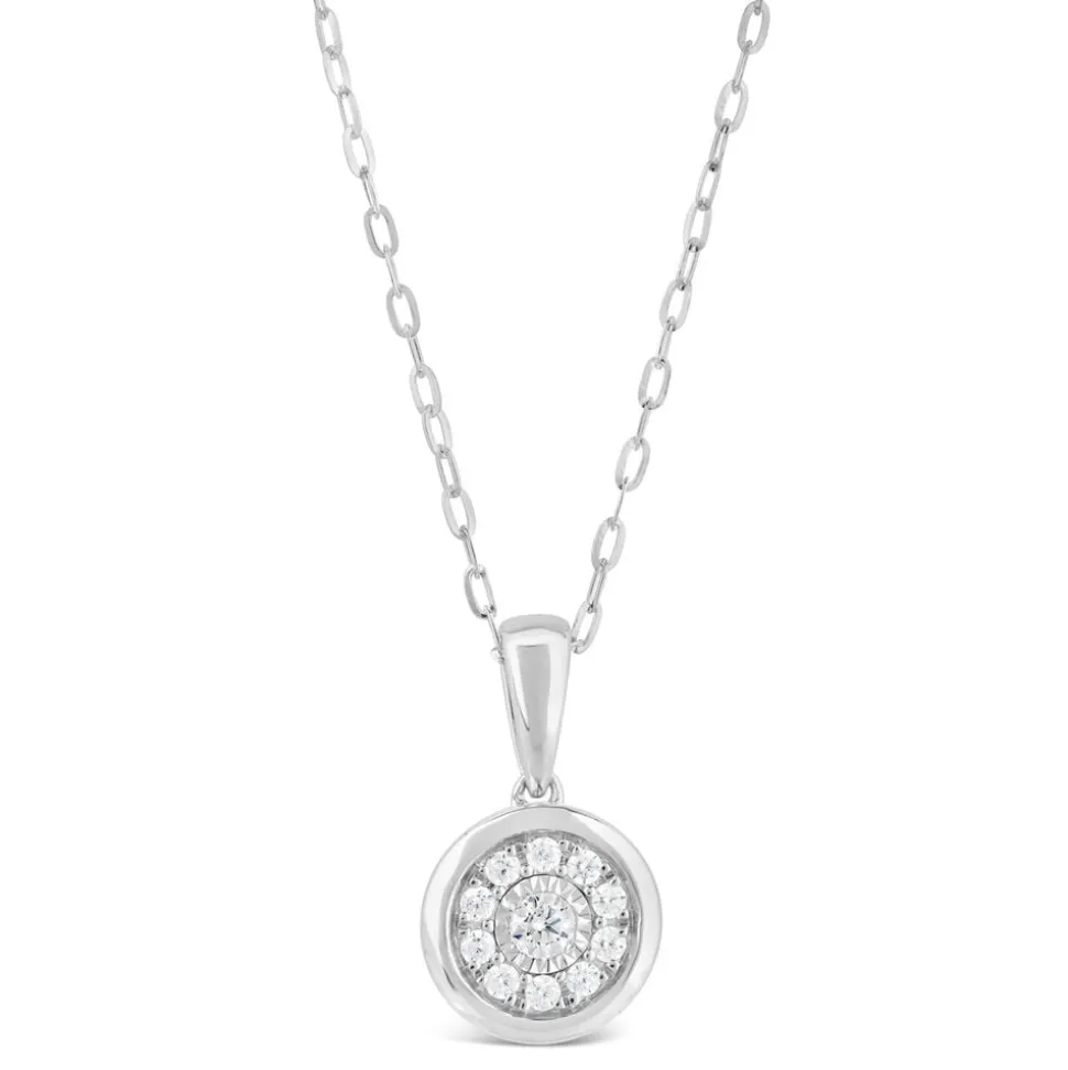 9ct White Gold 0.15ct Diamond Illusion Halo Pendant