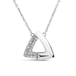 9ct White Gold 0.05ct Diamond Triangled Pave Necklet