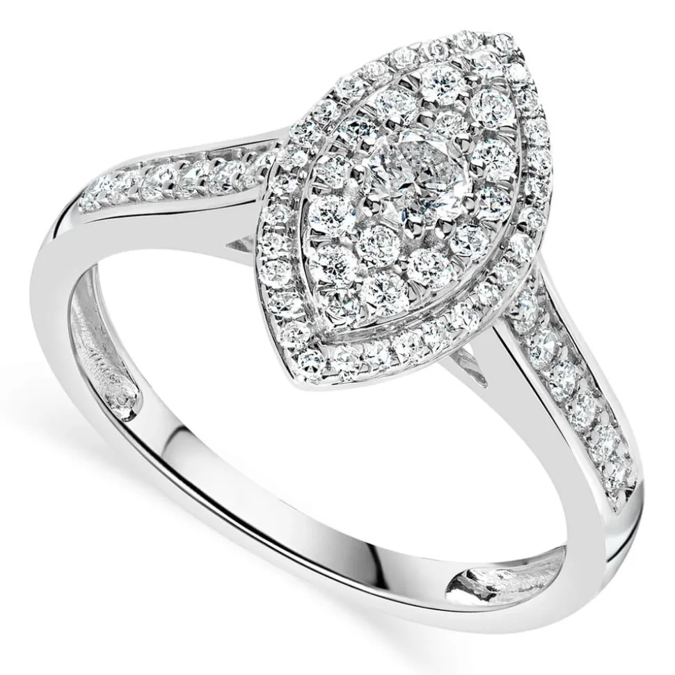 9ct White Gold 0.50ct Diamond Marquise Cluster Ring