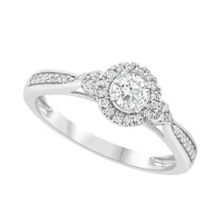 18ct White Gold 0.40ct Diamond Halo and Sides Ring