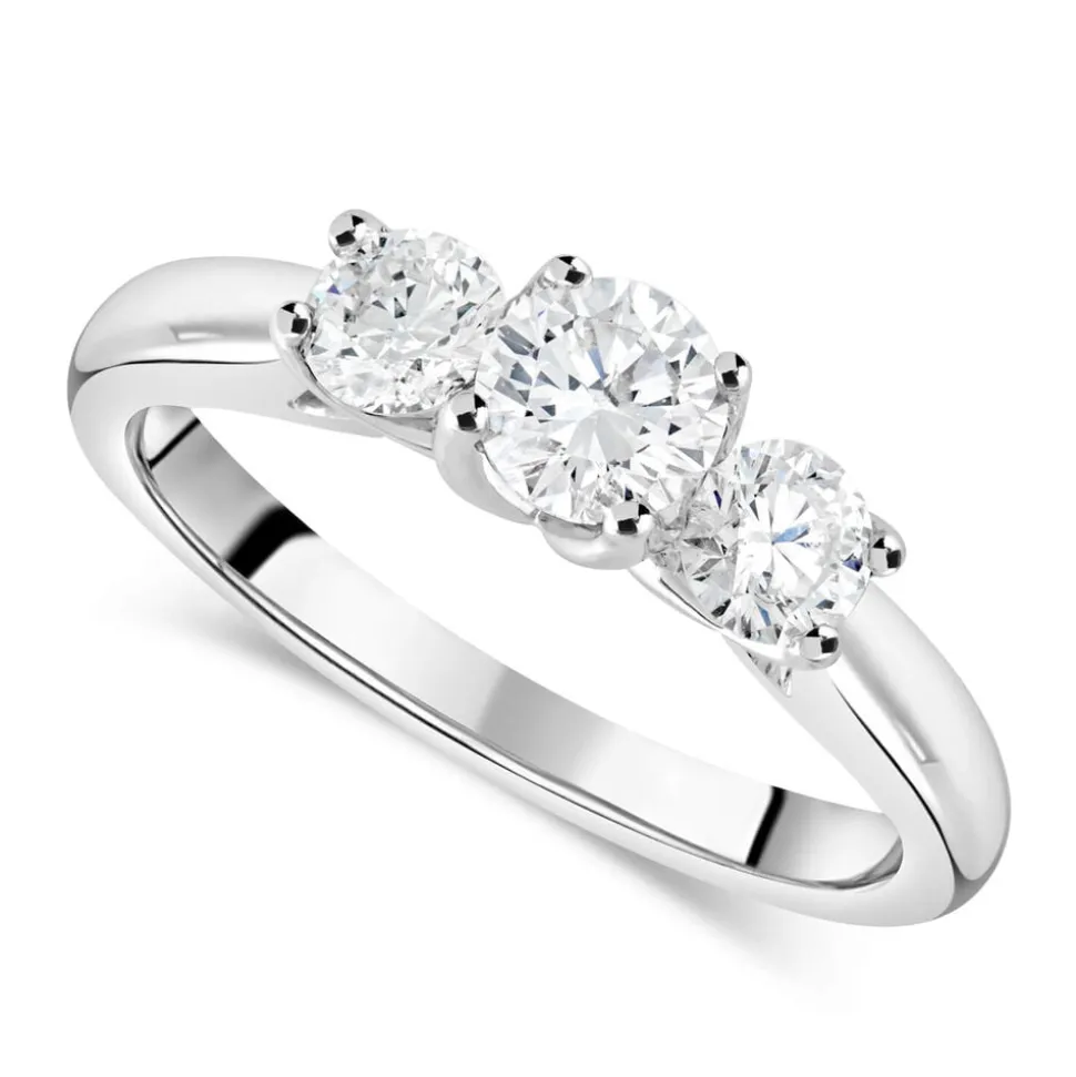 18ct White Gold 0.75ct Diamond Three Stone Ring