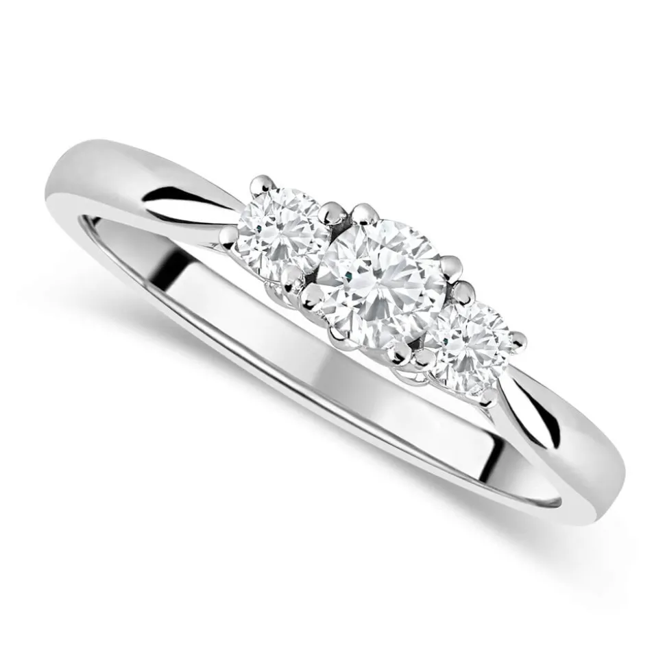 18ct White Gold 0.33ct Diamond Trilogy Tulip Setting Ring